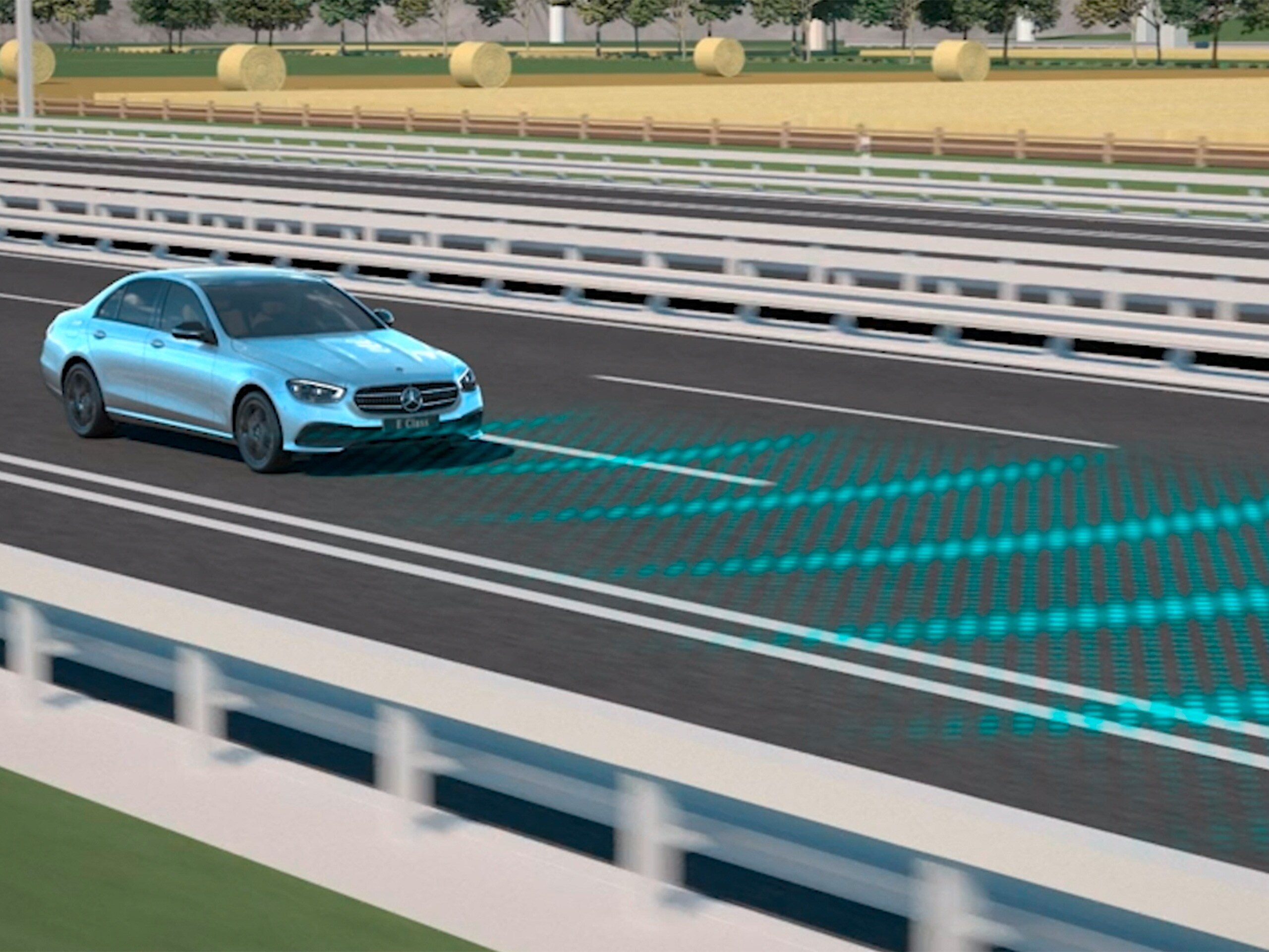 El vídeo muestra el funcionamiento del asistente activo de distancia DISTRONIC en el Mercedes-Benz CLS Coupé.